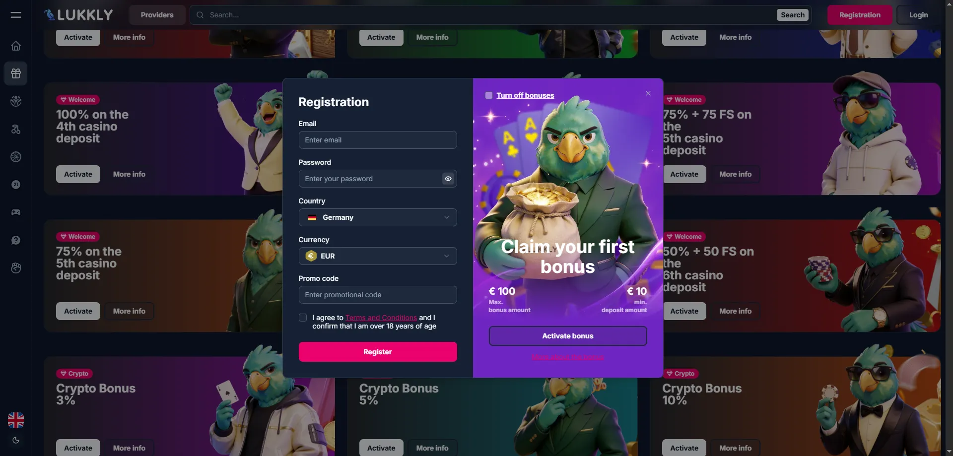 Lukkly Casino registration steps — create account in minutes