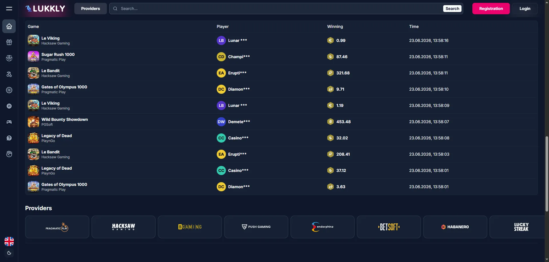 Top online slot machines at Lukkly Casino — high RTP picks